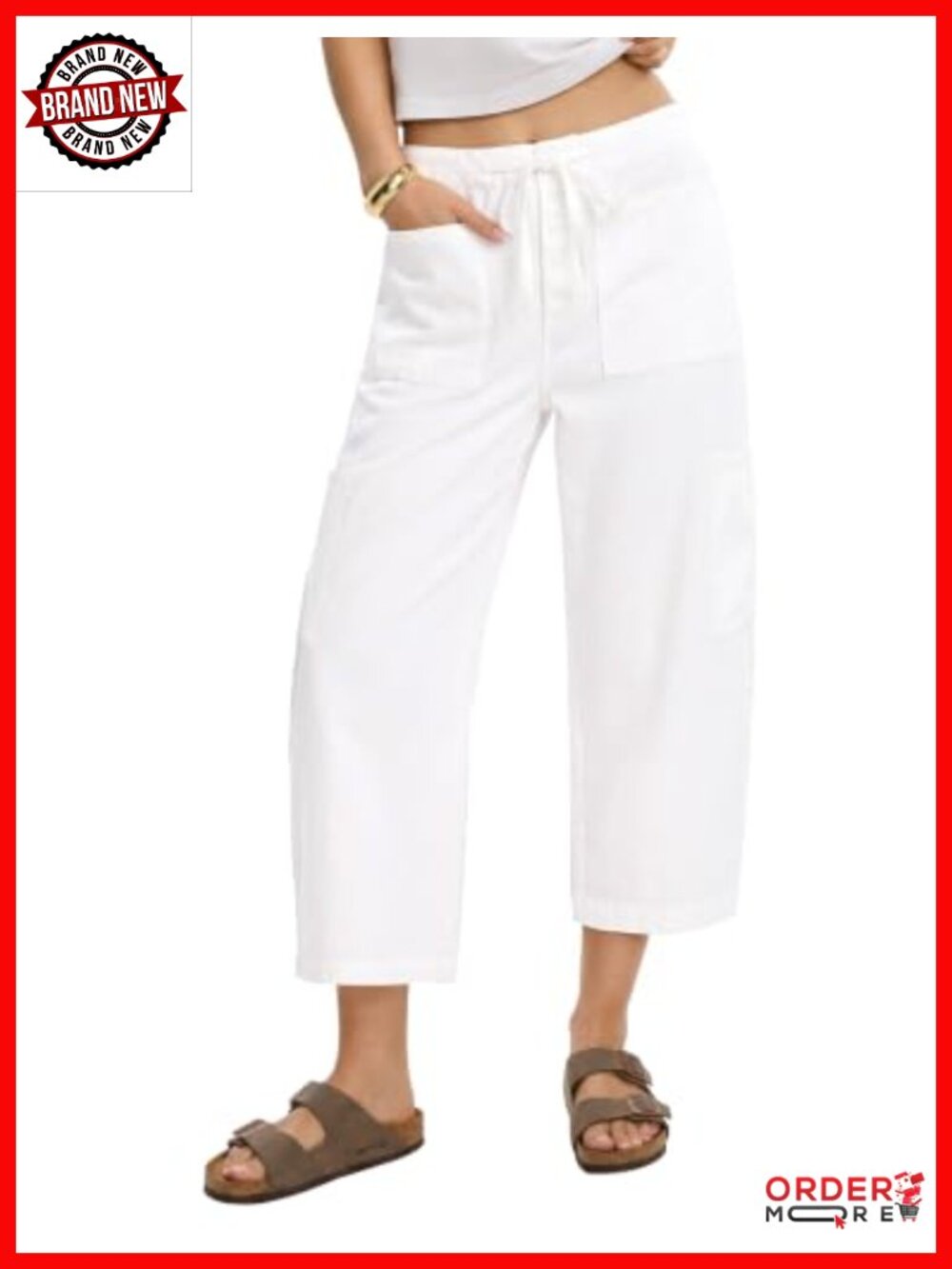 Barrel Jeans Women Wide Leg High Rise Pull On Elastic Waist Button Fly